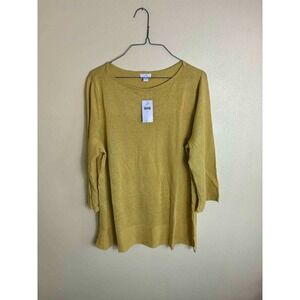 J.Jill Womens Top Size L Daisy Yellow 3/4 Sleeve Knit‎ Tunic Shirt NWT